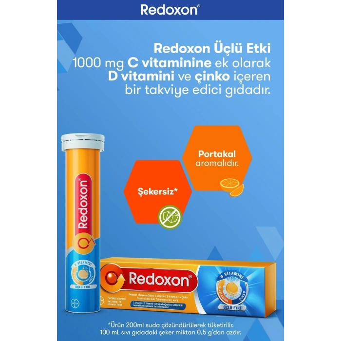 Redoxon Üçlü Etki C+D+Çinko 15 Efervesan Tablet