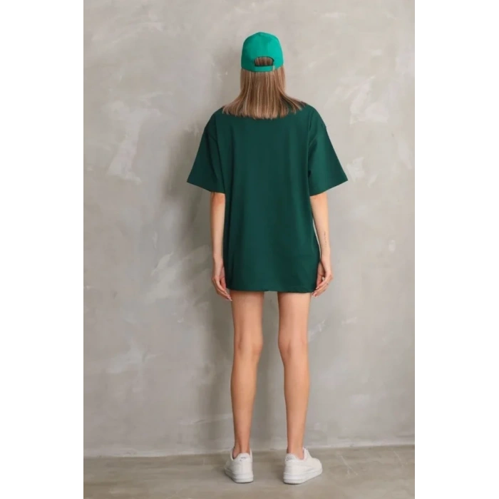 Regular Fit Tişört Bisiklet Yaka Yazlık Kısa Kol Basıc T-Shirt - Yeşil