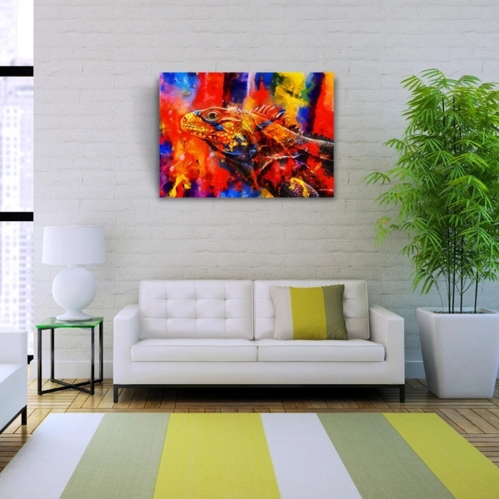 Rengarenk İguana Kanvas Tablo 50 x 70