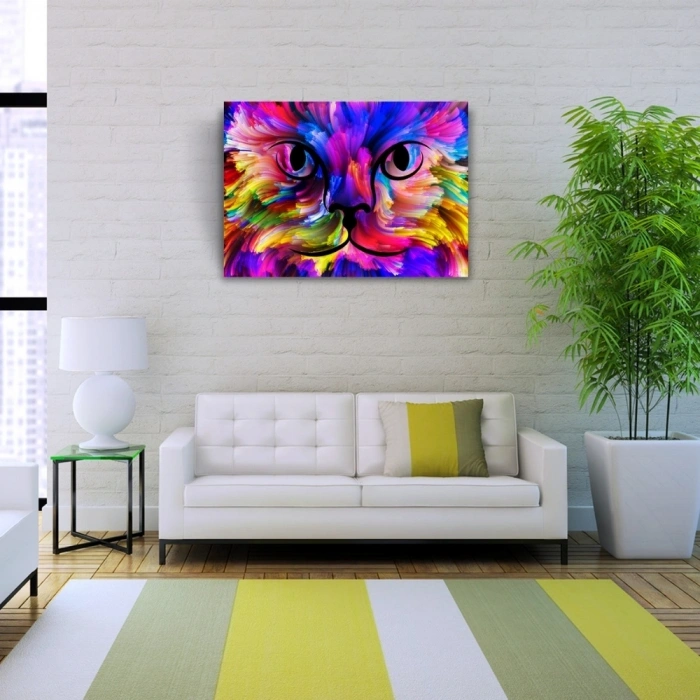 Renk Paletindeki Kedi Kanvas Tablo 50 x 70