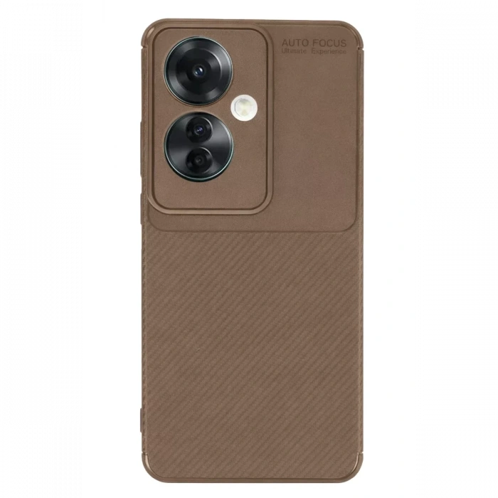 Reno 11F Kılıf Auto Focus Karbon Kapak - Kahverengi