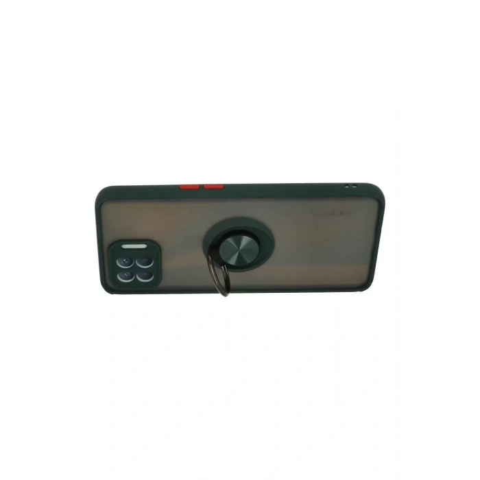 Reno 4 Lite Kılıf Montreal Yüzüklü Silikon Kapak - Yeşil