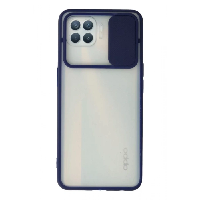 Reno 4 Lite Kılıf Palm Buzlu Kamera Sürgülü Silikon - Lacivert