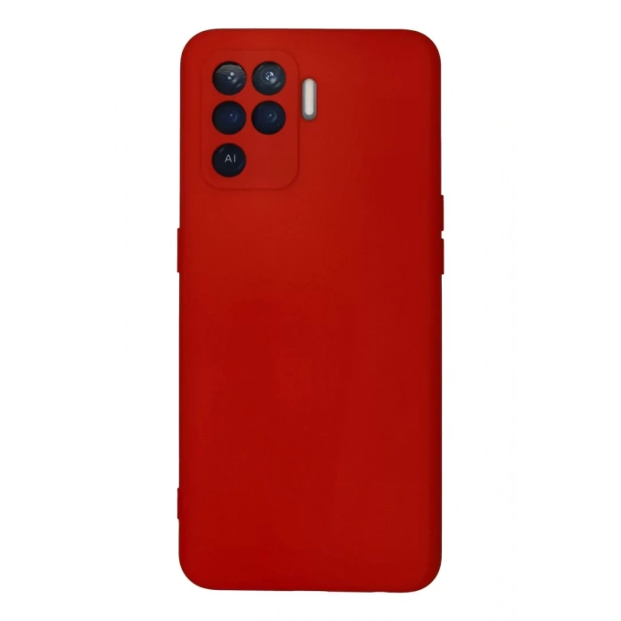 Reno 5 Lite Kılıf Nano içi Kadife Silikon - Kırmızı