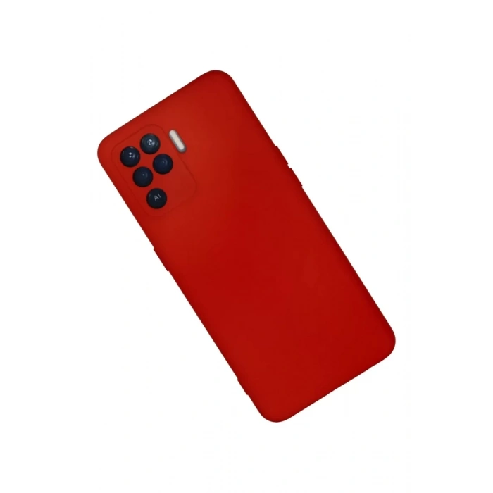 Reno 5 Lite Kılıf Nano içi Kadife Silikon - Kırmızı
