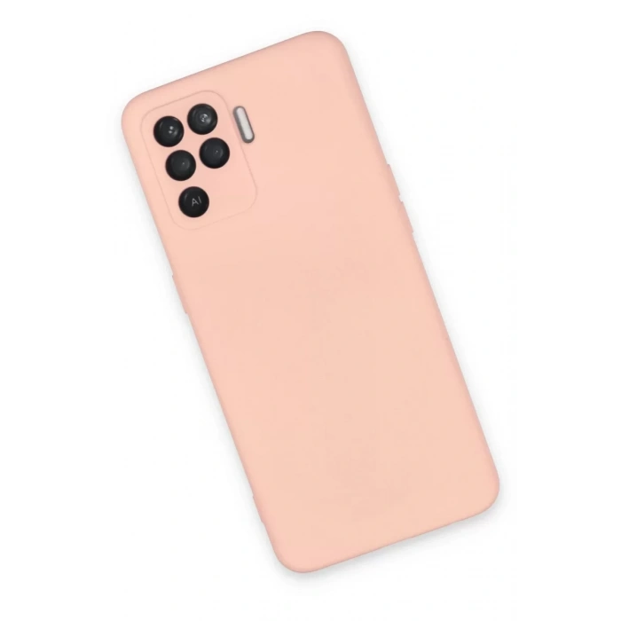 Reno 5 Lite Kılıf Nano içi Kadife Silikon - Pudra