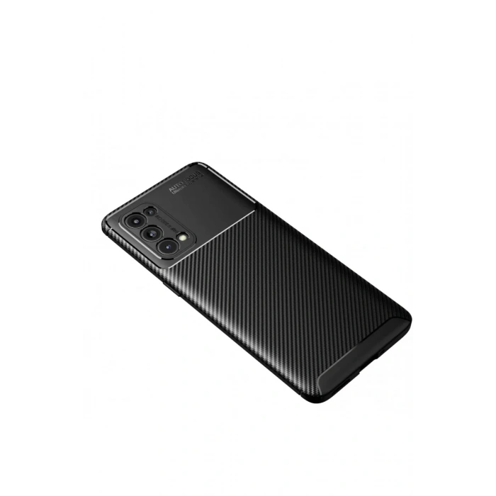 Reno 5 Pro Kılıf Auto Focus Karbon Kapak - Siyah