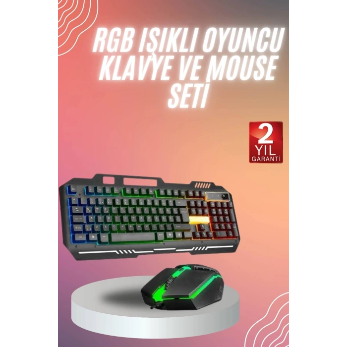RGB Işıklı   Klavye Q Klavye Mouse Hediyeli