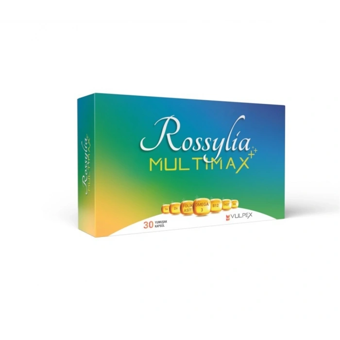 Rossylia MultiMax Omega-3, Folik Asit, İyot, B12 içeren Multivitamin ve Multimineral 30 Kapsül