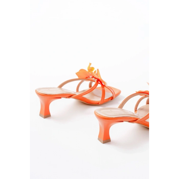 S-622 Orange Orkide Detaylı İnce Topuklu Kadın Terlik