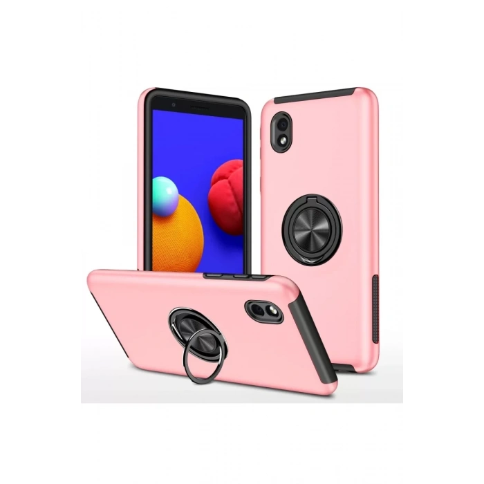 Samsung Galaxy A01 Core Kılıf Elit Yüzüklü Kapak - Pembe