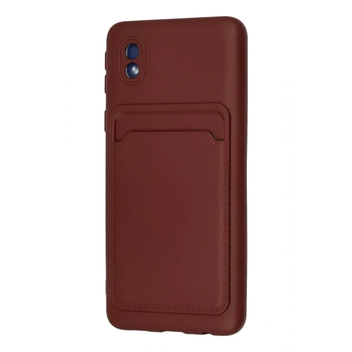 Samsung Galaxy A01 Core Kılıf Kelvin Kartvizitli Silikon - Bordo