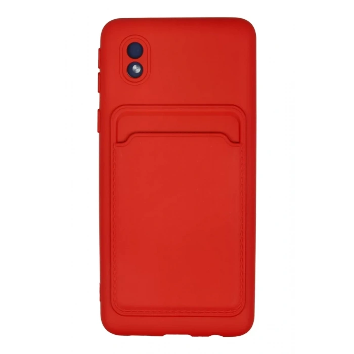 Samsung Galaxy A01 Core Kılıf Kelvin Kartvizitli Silikon - Kırmızı