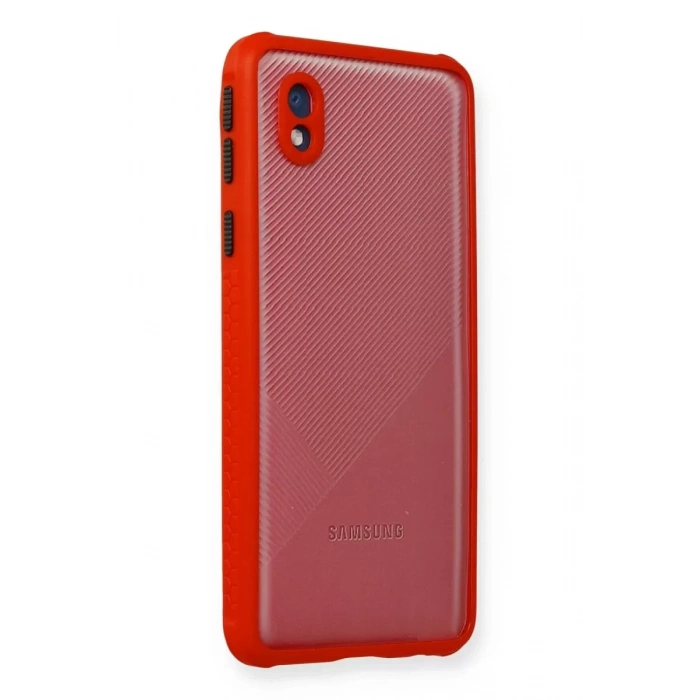 Samsung Galaxy A01 Core Kılıf Miami Şeffaf Silikon - Kırmızı