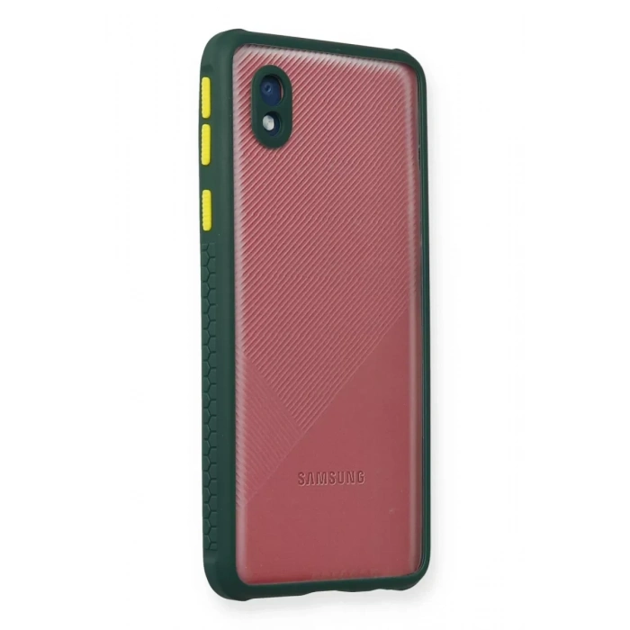 Samsung Galaxy A01 Core Kılıf Miami Şeffaf Silikon - Koyu Yeşil