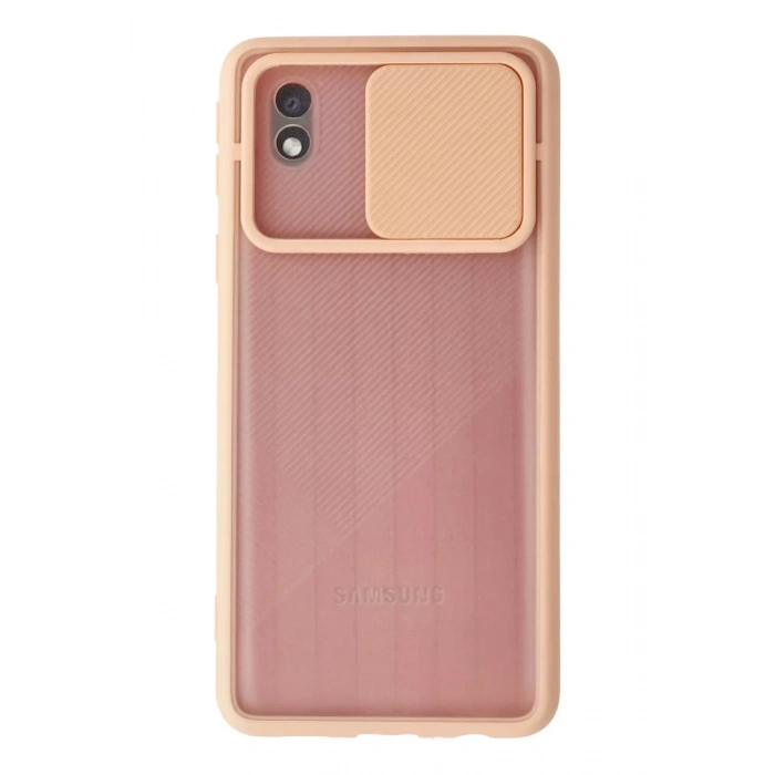 Samsung Galaxy A01 Core Kılıf Palm Buzlu Kamera Sürgülü Silikon - Pembe