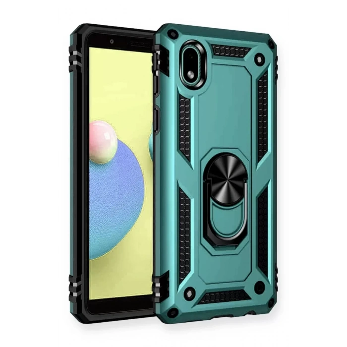 Samsung Galaxy A01 Core Kılıf Sofya Yüzüklü Silikon Kapak - Yeşil