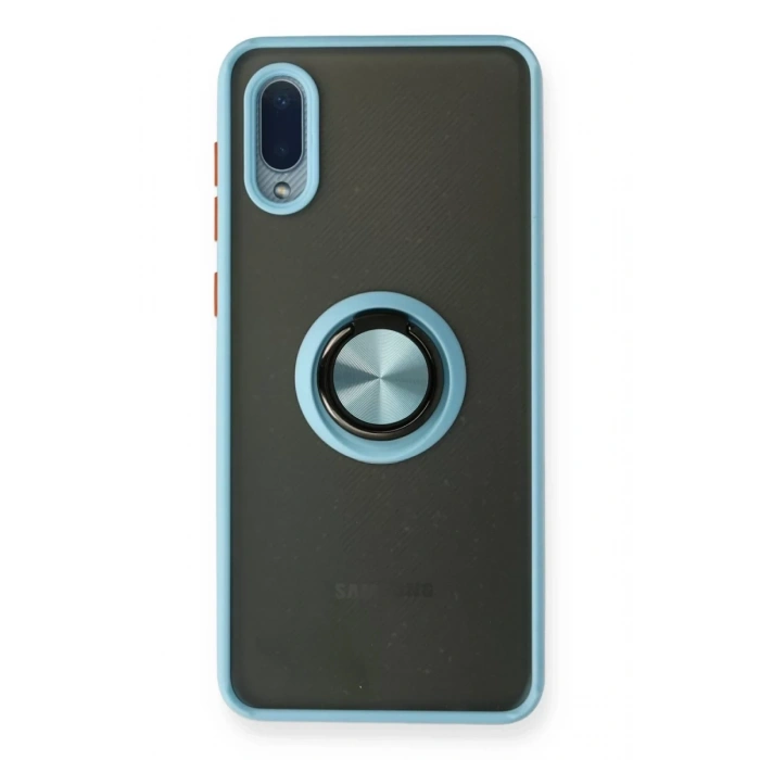 Samsung Galaxy A02 Kılıf Montreal Yüzüklü Silikon Kapak - Buz Mavi
