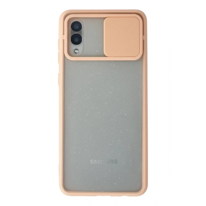 Samsung Galaxy A02 Kılıf Palm Buzlu Kamera Sürgülü Silikon - Pembe