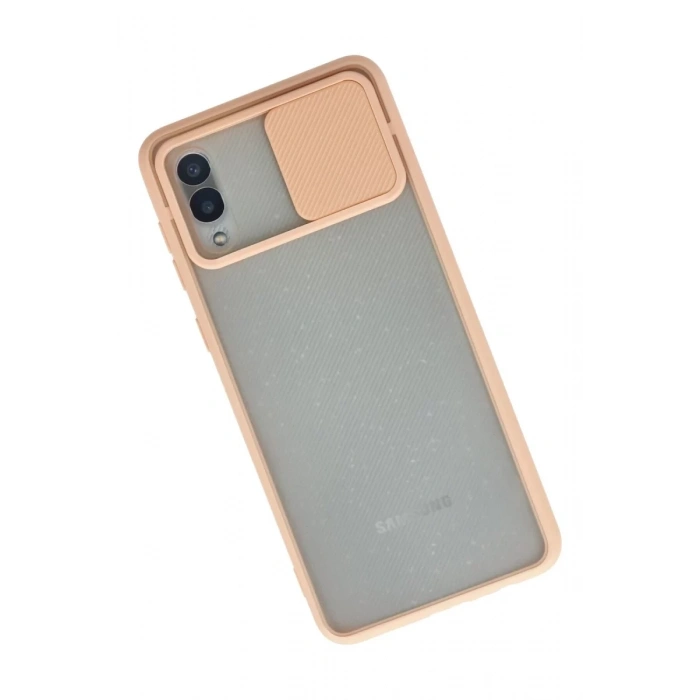 Samsung Galaxy A02 Kılıf Palm Buzlu Kamera Sürgülü Silikon - Pembe