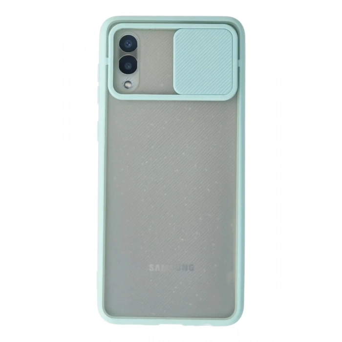 Samsung Galaxy A02 Kılıf Palm Buzlu Kamera Sürgülü Silikon - Turkuaz