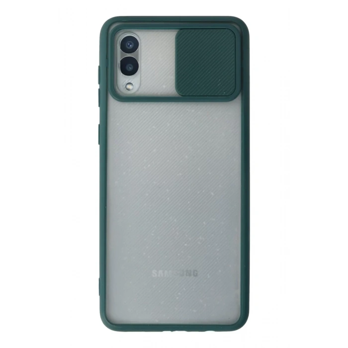 Samsung Galaxy A02 Kılıf Palm Buzlu Kamera Sürgülü Silikon - Yeşil