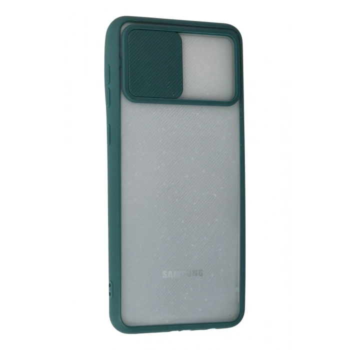 Samsung Galaxy A02 Kılıf Palm Buzlu Kamera Sürgülü Silikon - Yeşil
