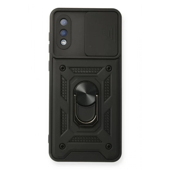 Samsung Galaxy A02 Kılıf Pars Lens Yüzüklü Silikon - Siyah