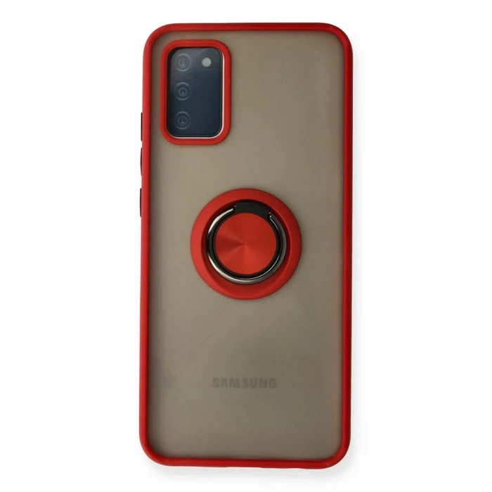 Samsung Galaxy A02S Kılıf Montreal Yüzüklü Silikon Kapak - Kırmızı