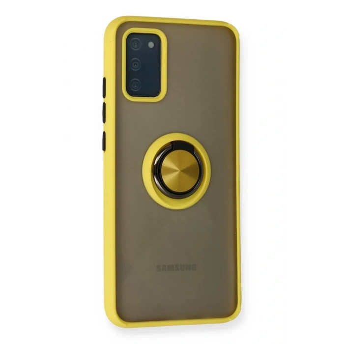 Samsung Galaxy A02S Kılıf Montreal Yüzüklü Silikon Kapak - Sarı