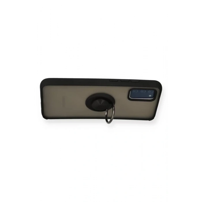 Samsung Galaxy A02S Kılıf Montreal Yüzüklü Silikon Kapak - Siyah