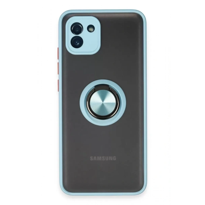 Samsung Galaxy A03 Kılıf Montreal Yüzüklü Silikon Kapak - Buz Mavi