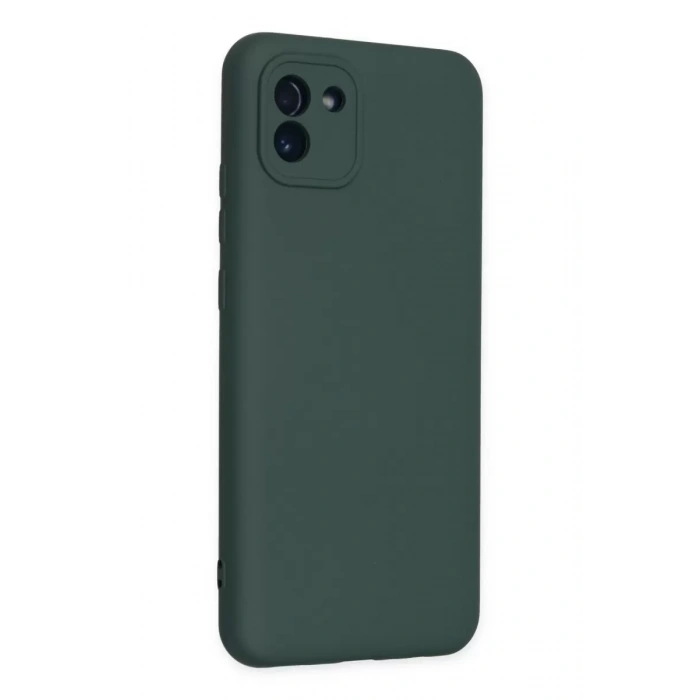Samsung Galaxy A03 Kılıf Nano içi Kadife Silikon - Koyu Yeşil