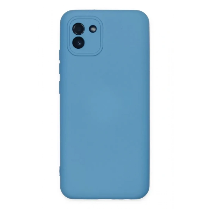 Samsung Galaxy A03 Kılıf Nano içi Kadife Silikon - Mavi