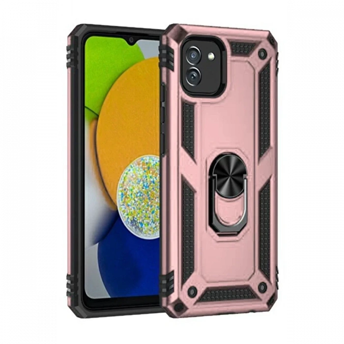 Samsung Galaxy A03 Kılıf Sofya Yüzüklü Silikon Kapak - Rose