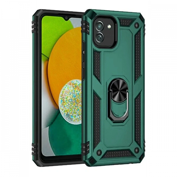 Samsung Galaxy A03 Kılıf Sofya Yüzüklü Silikon Kapak - Yeşil