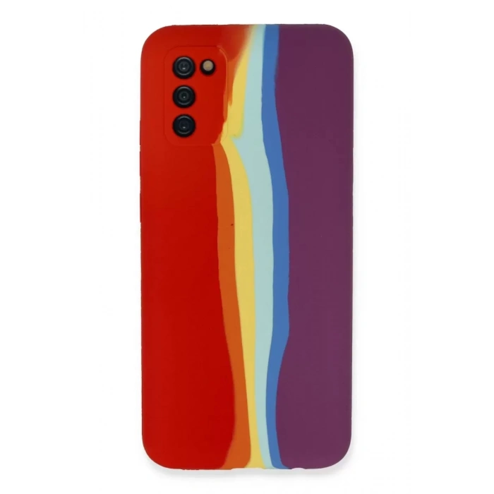 Samsung Galaxy A03S Kılıf Ebruli Lansman Silikon - Kırmızı-Mor