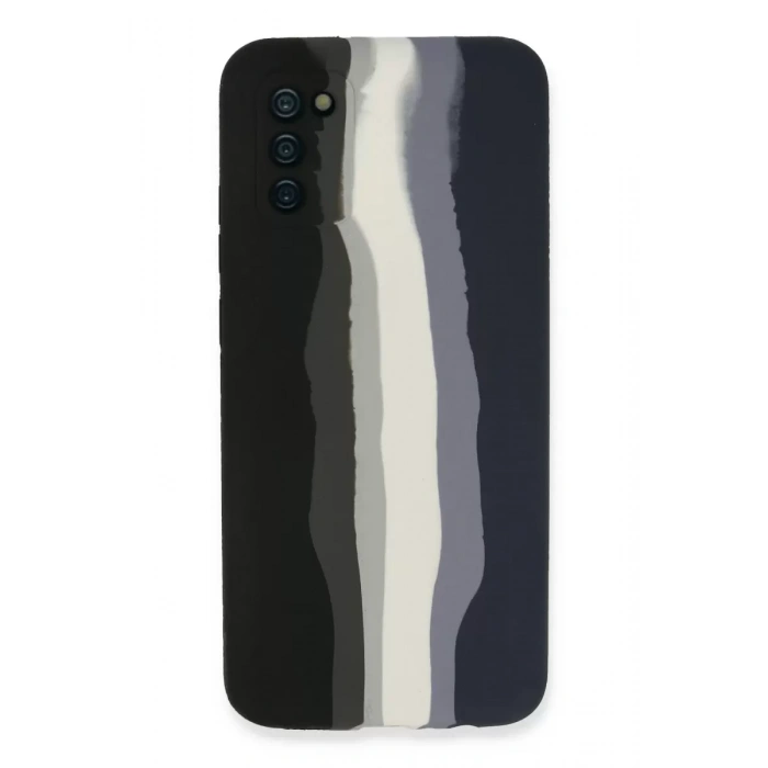 Samsung Galaxy A03S Kılıf Ebruli Lansman Silikon - Siyah-Lacivert