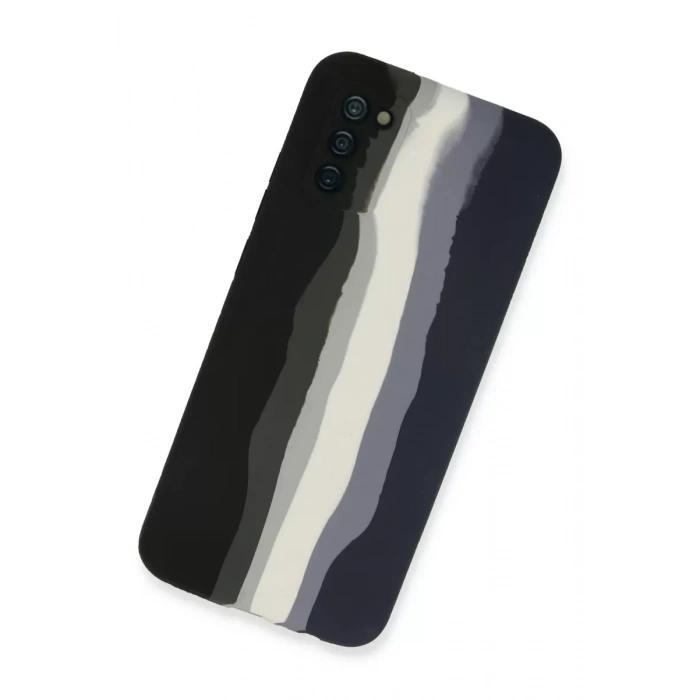 Samsung Galaxy A03S Kılıf Ebruli Lansman Silikon - Siyah-Lacivert