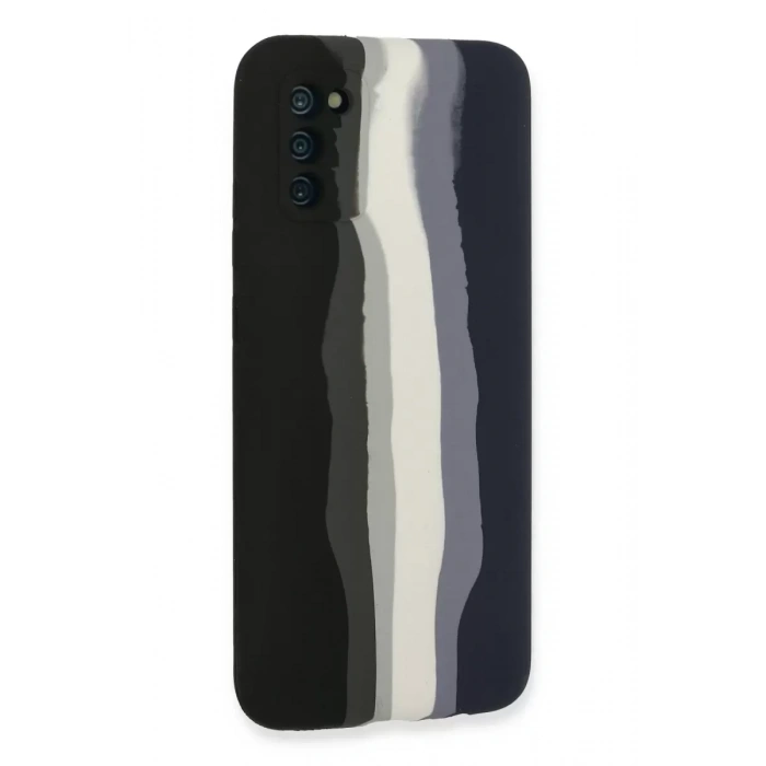 Samsung Galaxy A03S Kılıf Ebruli Lansman Silikon - Siyah-Lacivert