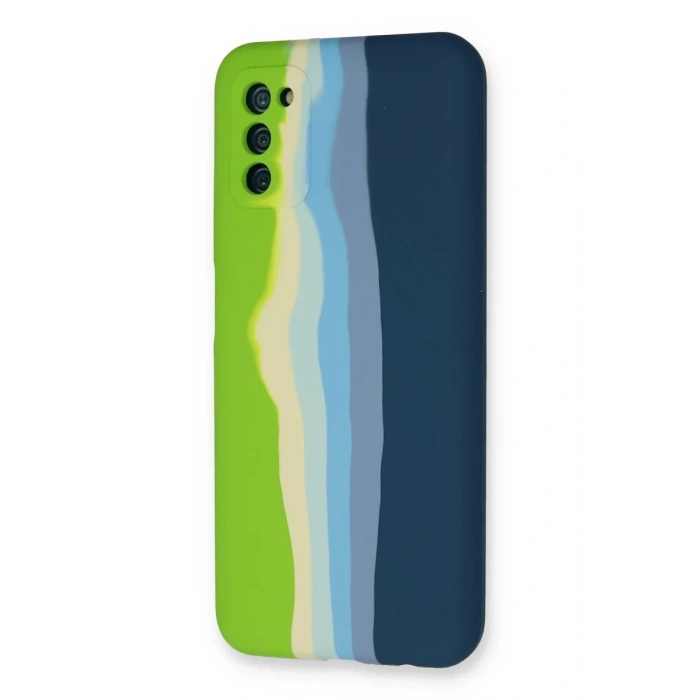 Samsung Galaxy A03S Kılıf Ebruli Lansman Silikon - Yeşil-Koyu Yeşil