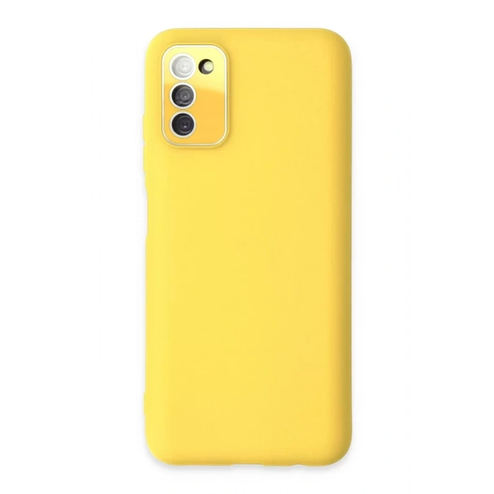 Samsung Galaxy A03S Kılıf Lansman Glass Kapak - Sarı