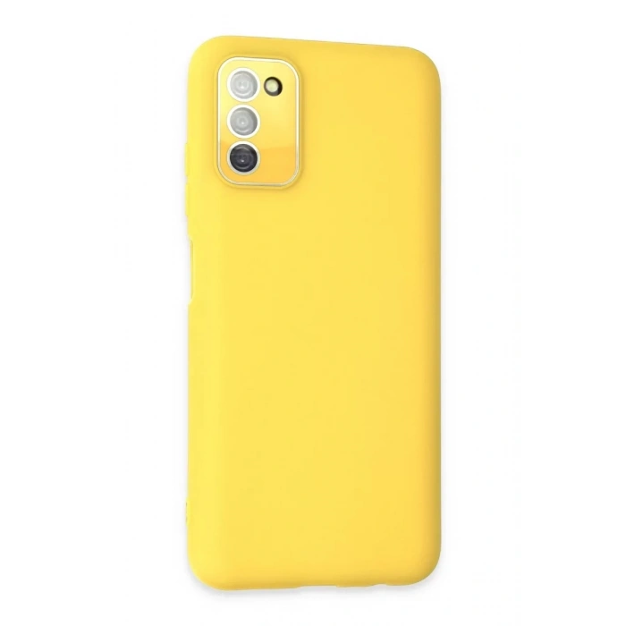 Samsung Galaxy A03S Kılıf Lansman Glass Kapak - Sarı