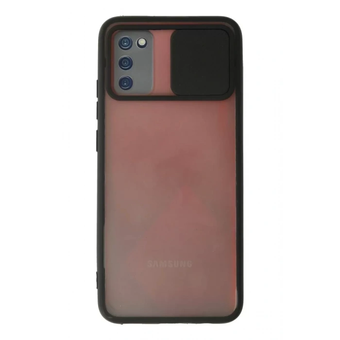 Samsung Galaxy A03S Kılıf Palm Buzlu Kamera Sürgülü Silikon - Siyah