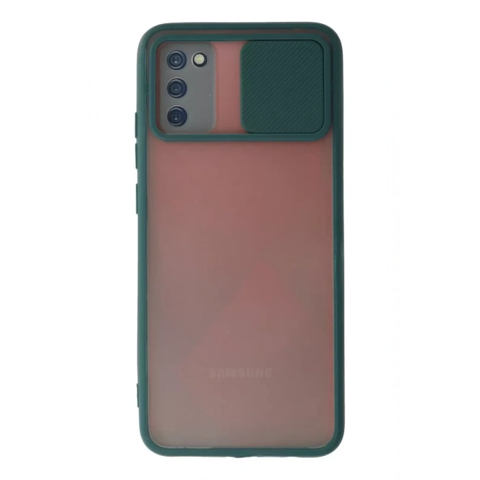 Samsung Galaxy A03S Kılıf Palm Buzlu Kamera Sürgülü Silikon - Yeşil