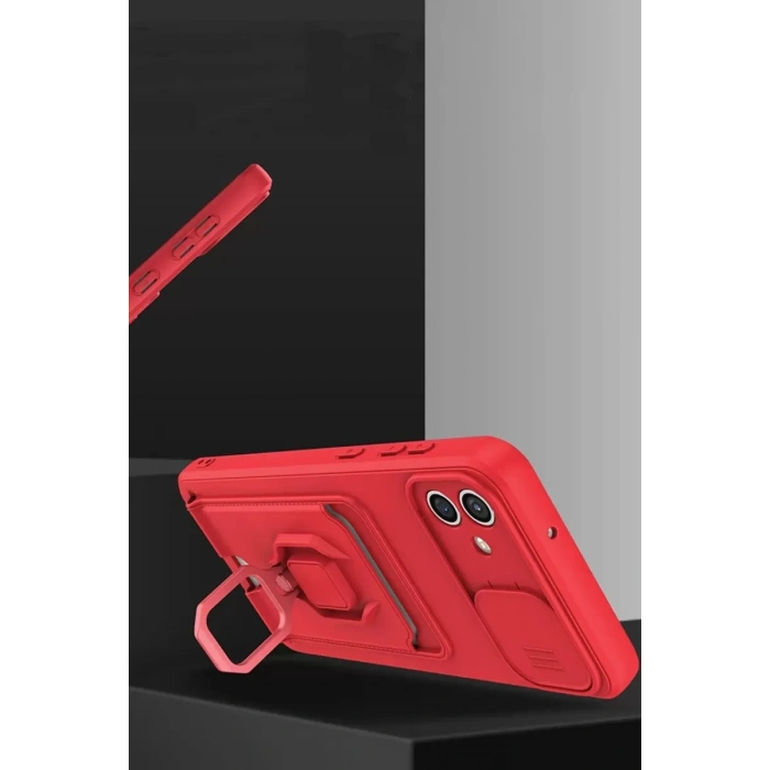 Samsung Galaxy A05 Kılıf Zuma Kartvizitli Yüzüklü Silikon - Pembe