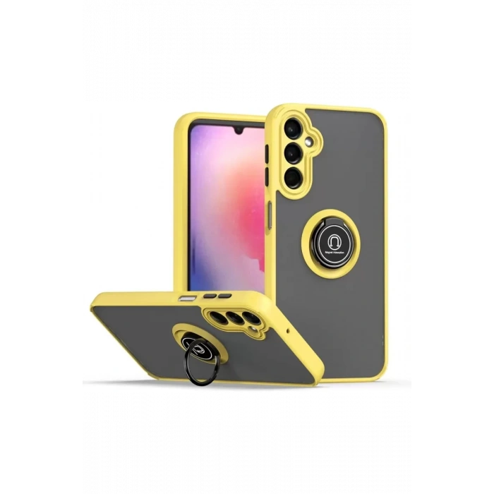 Samsung Galaxy A05S Kılıf Montreal Yüzüklü Silikon Kapak - Sarı