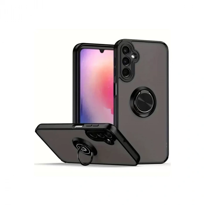 Samsung Galaxy A05S Kılıf Montreal Yüzüklü Silikon Kapak - Siyah