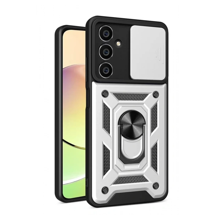 Samsung Galaxy A05S Kılıf Pars Lens Yüzüklü Silikon - Gümüş