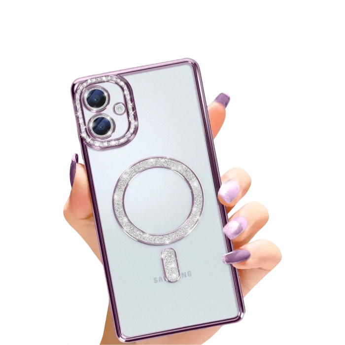 Samsung Galaxy A06 Joke Simli Magneticsafe Kılıf - Derin Mor